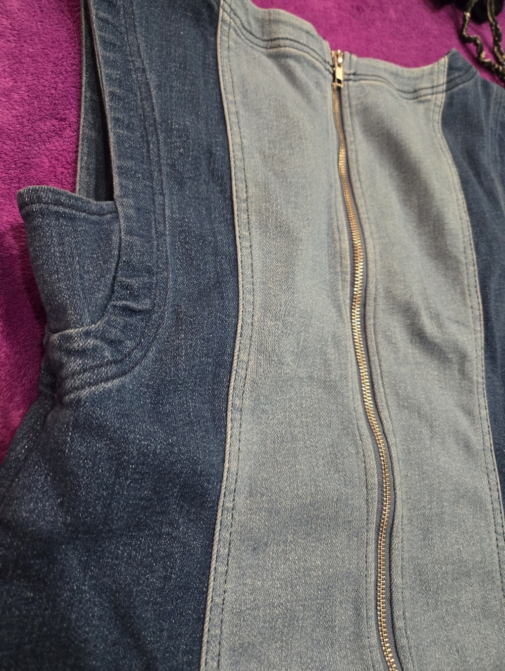 Pilcro Multitone Denim Sleveless Two Tone Top Large Euc - Picture 4 of 6
